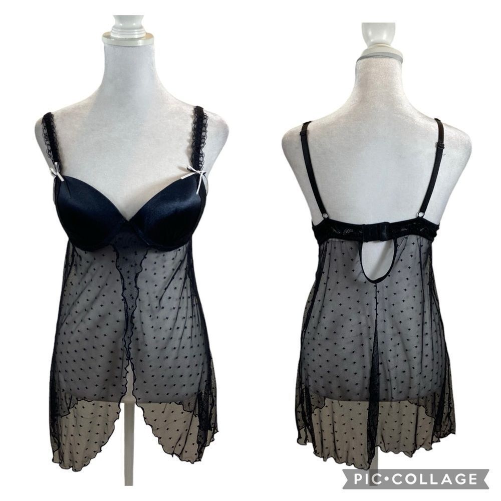 Ladies Flora’s Follies Brand Black Sheer Bottom Teddy Lingerie Size Small‎